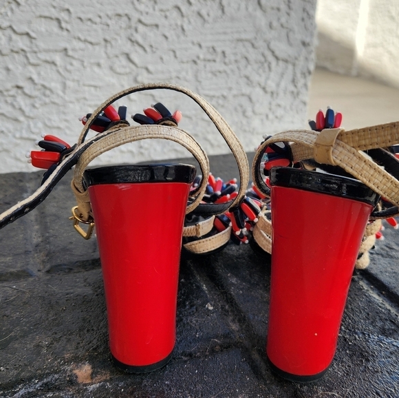 Tory Burch Ambrosia Beaded Raffia Runway Sandal - Picture 4 of 12